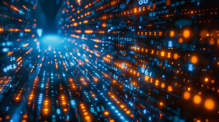 Fototapeta premium The fast-paced world of technology and networking, captured through the vibrant connections and dynamic flow of digital information