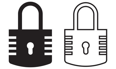 Lock icon collection. Locked  black line icon set. Flat security symbol. Vector illustration. EPS 10