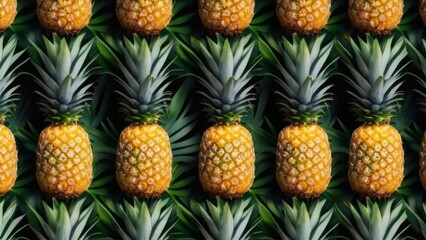 Background of pineapples. pineapple on black background. generative ai