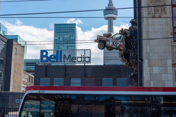 Fototapeta premium iconic vehicle at Bell Media Headquarters parking area located at 299 Queen Street West in Toronto, Canada