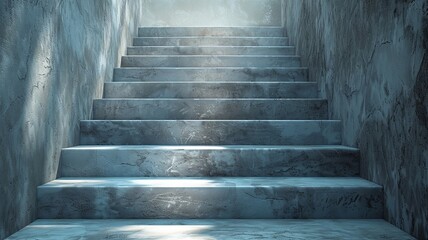 Determined ascent on chalk stairs illustrates progress - obrazy, fototapety, plakaty