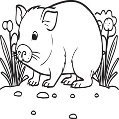 Domestic animals coloring pages. Domestic animals outline vector