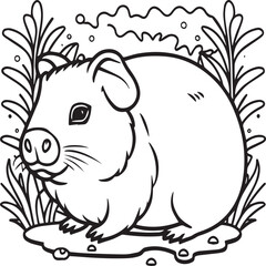 Domestic animals coloring pages. Domestic animals outline vector