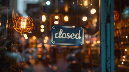 A sign that says "Sorry, we're closed". Shops