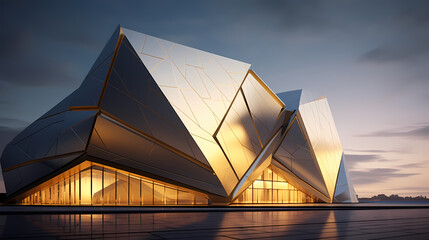 Modern abstract style cube shape building exterior