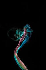 Fumaça, cores, texturas e formas