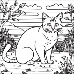 Domestic animals coloring pages. Domestic animals outline vector