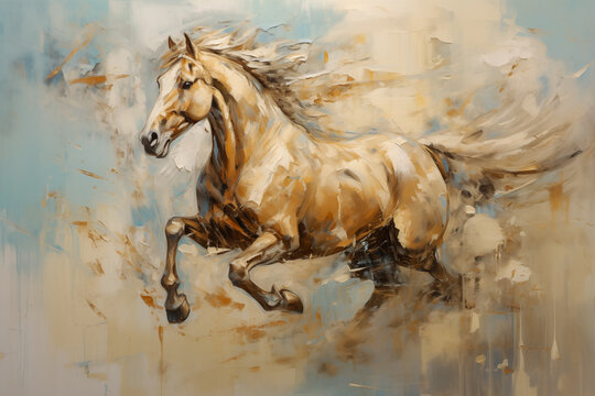 abstract artistic background with a horse, in oil paint type design