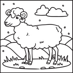 Domestic animals coloring pages. Domestic animals outline vector