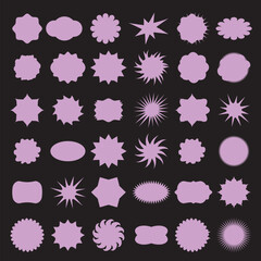 Sticky stars badge set. icon tag label, symbol blank, round and cloud