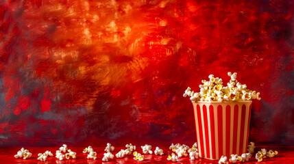 Cinema popcorn on abstract artistic background