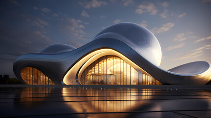 Modern abstract style cube shape building exterior