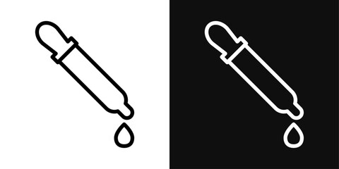 Scientific Dropper and Pipette Icons. Laboratory Instrument and Liquid Sampling Symbols. - obrazy, fototapety, plakaty