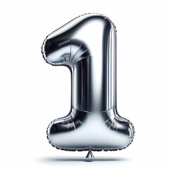 Number 1 balloon, silver color