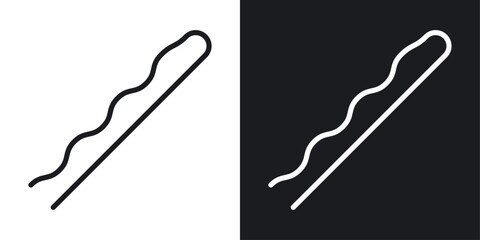 Women's Hair Styling Bobby Pin Icons. Metal Hair Accessory and Hairpin Symbols.
