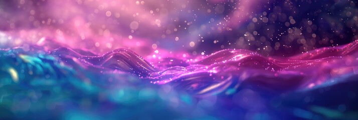 Luminous abstract with purple and turquoise resembling an underwater scene or cosmic nebula.