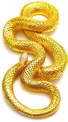 Golden Snake on White Background