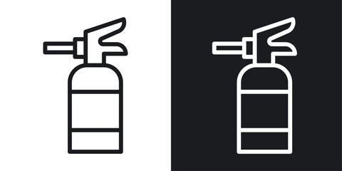 Fire Safety Extinguisher Equipment Icons. Emergency Fire Protection and Response Symbols.