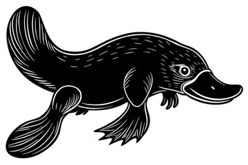 Platypus silhouette  vector art illustration