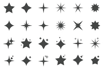 Cool Sparkle Icons Collection. Shine Effect Sign Vector Design. Retro futuristic sparkle. Templates for design, posters, projects, banners, logo