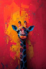 pop art giraffe - illustration - ai generated