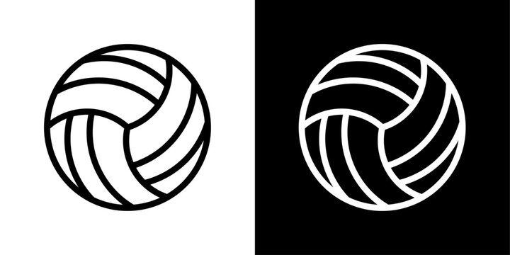Volleyball Ball and Beach Sport Icons. School Tournament and Recreational Activity Symbols.