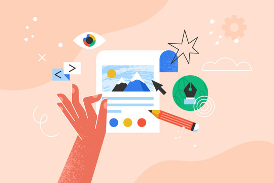 Modern creative concept for photo and image online editor app. Business vector illustration for social media, banner or presentation template