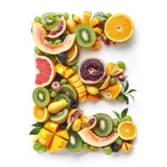 Vitamin Rich Assortment of Tropical Fruits Forming a Letter 'E'