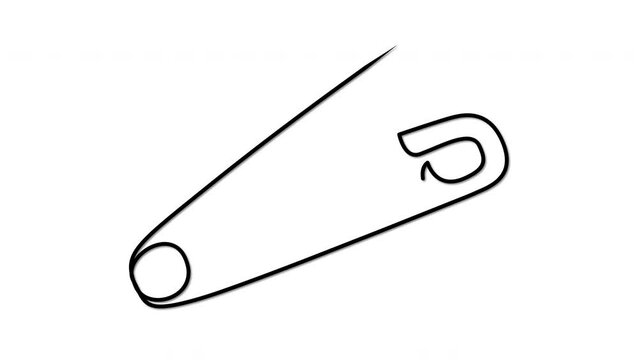 Safety pin, clasp-pin self drawing animation