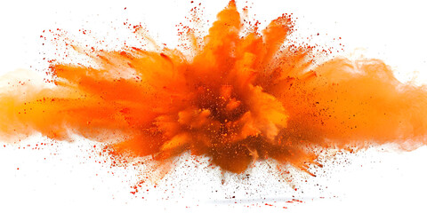 bright orange holi paint color powder festival explosion burst isolated white background. generative ai