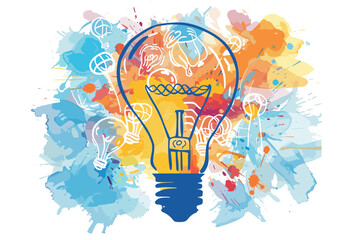 Brainstorming Big Ideas - Startup Team Generating Creative Solutions, Innovative Concepts. Light Bulbs, Gears, Rocket Ship Symbols. Business Vector for Web Banner, Social Media Ad, Presentation.