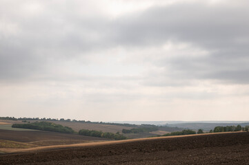 Obraz premium A plowed field in the spring 