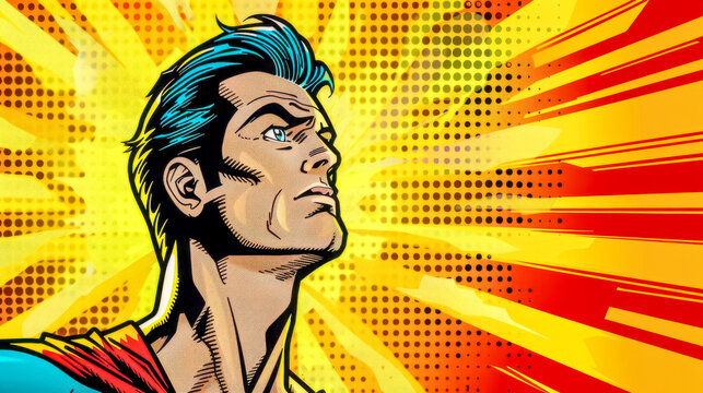 Retro comic book hero illustration