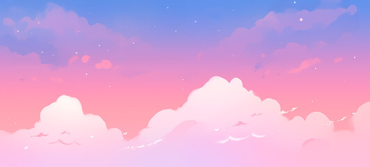 Fototapeta na wymiar Hand drawn cartoon beautiful dusk sky illustration 