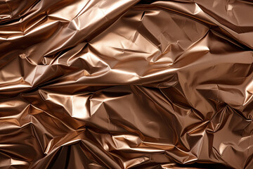 Luxurious Crumpled Bronze Foil Texture with Rich Metallic Folds and Creases