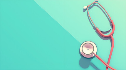 Stethoscope on mint background. Heart as a symbol of health, treatment, charity, donation and cardiology on a blue background.
 - obrazy, fototapety, plakaty