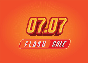 07.07 sales event and promotion, text with 3D effect.