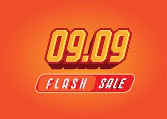 09.09 sales event and promotion, text with 3D effect.