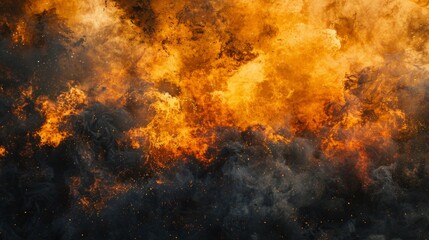 Fototapeta na wymiar A fiery explosion with a lot of smoke and fire
