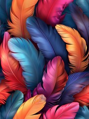 A colorful image of many different colored feathers
