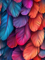 A colorful image of many different colored feathers