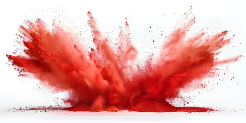 bright red holi paint color powder festival explosion burst white background. generative ai