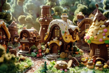 A mysterious and interesting fairy tale village, an imaginary embodiment.  generative ai