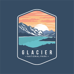 Glacier National Park Emblem patch logo illustration