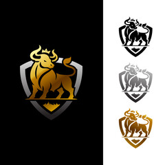 logo asset king of shield bull - obrazy, fototapety, plakaty