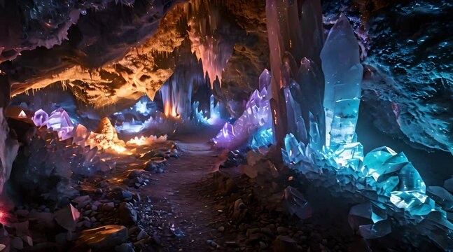 a cave filled with lots of ice formations