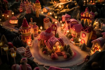 A mysterious and interesting fairy tale village, an imaginary embodiment.  generative ai