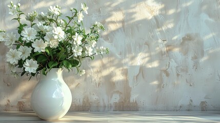 White Vase With White Flowers on Window Sill