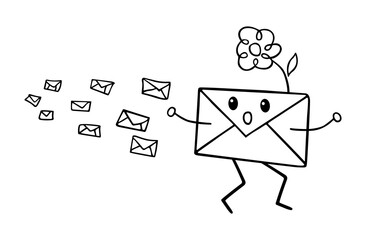 Postal envelope, Cheerful postal character, postal envelope running, hurries to deliver post,
postal envelope  hurries to deliver news
