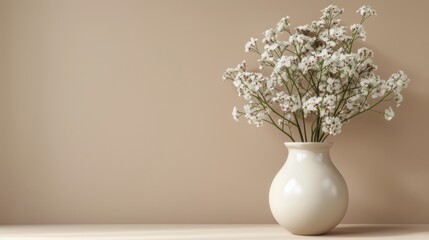 White Vase With White Flowers on Window Sill